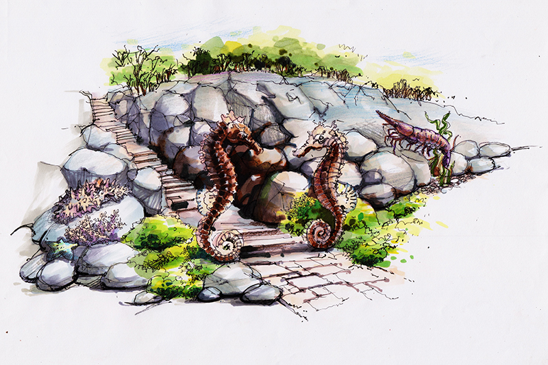 俄罗斯海参崴海洋馆手绘作品